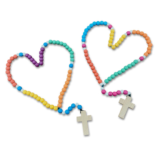 Handmade Large Multicolored Wood Beaded Rosary by SCTJM