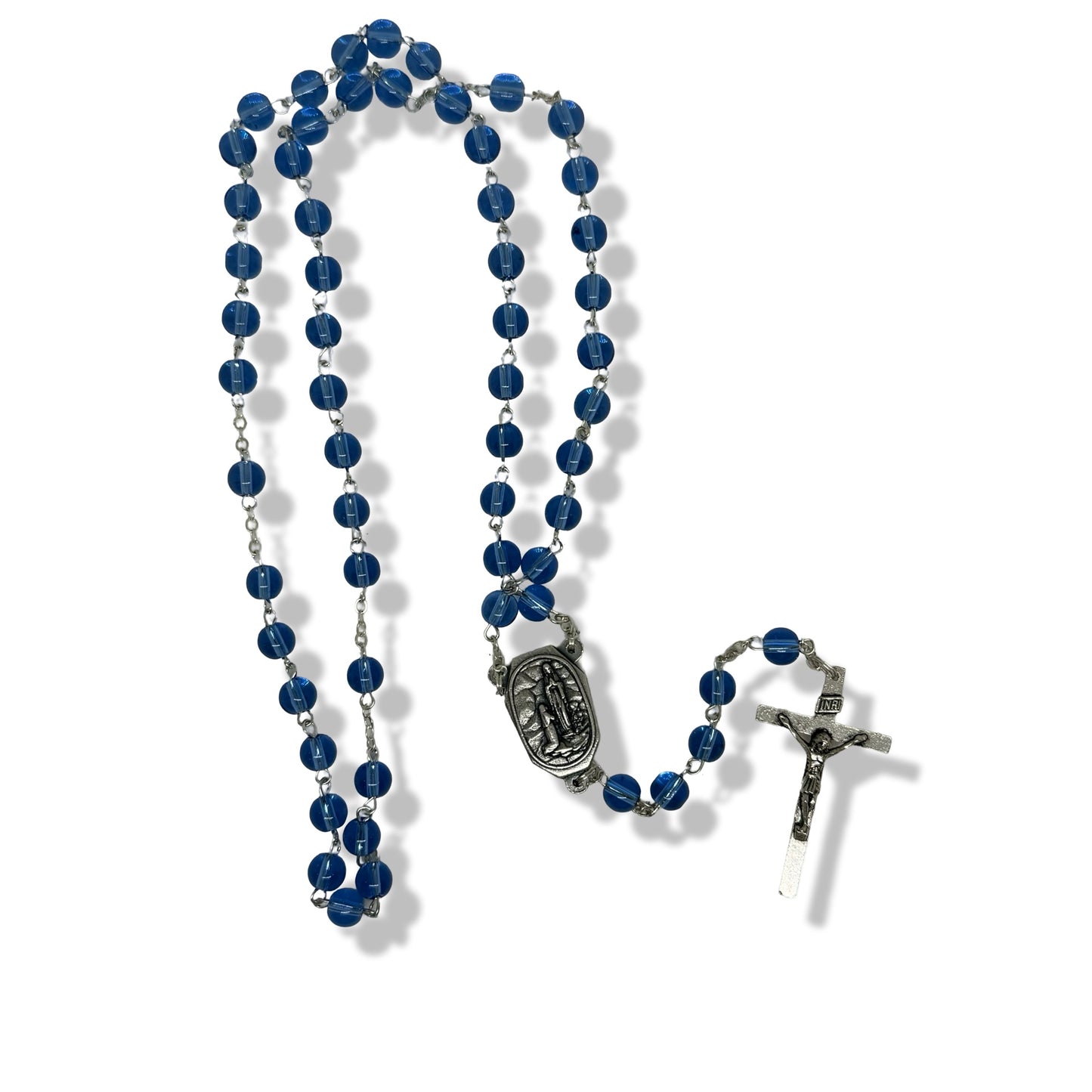 Clear Lourdes Rosary with Water