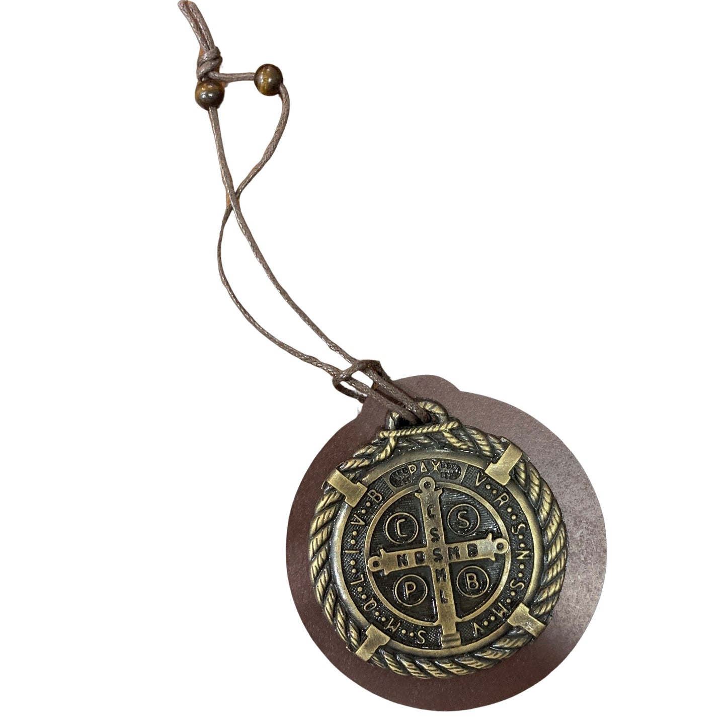 Dark Wood Hanging St. Benedict Medal