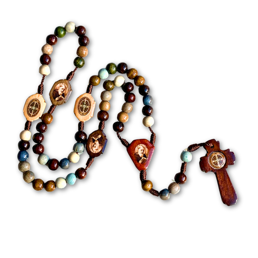 Wooden, Earth Tone St. Benedict Rosary