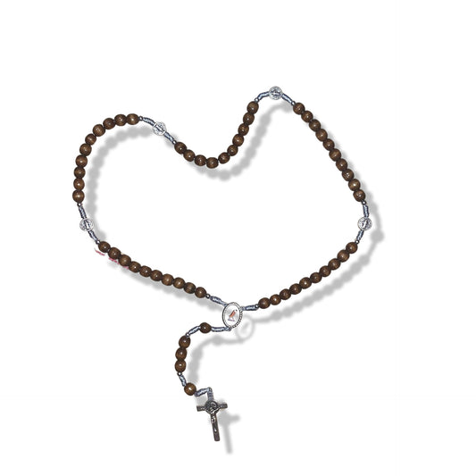 Dark Wood Bead with Blue String St. Benedict Rosary