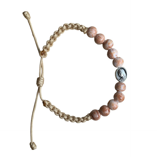 Queen of Peace Marble Porcelain Braided Cord Bracelet
