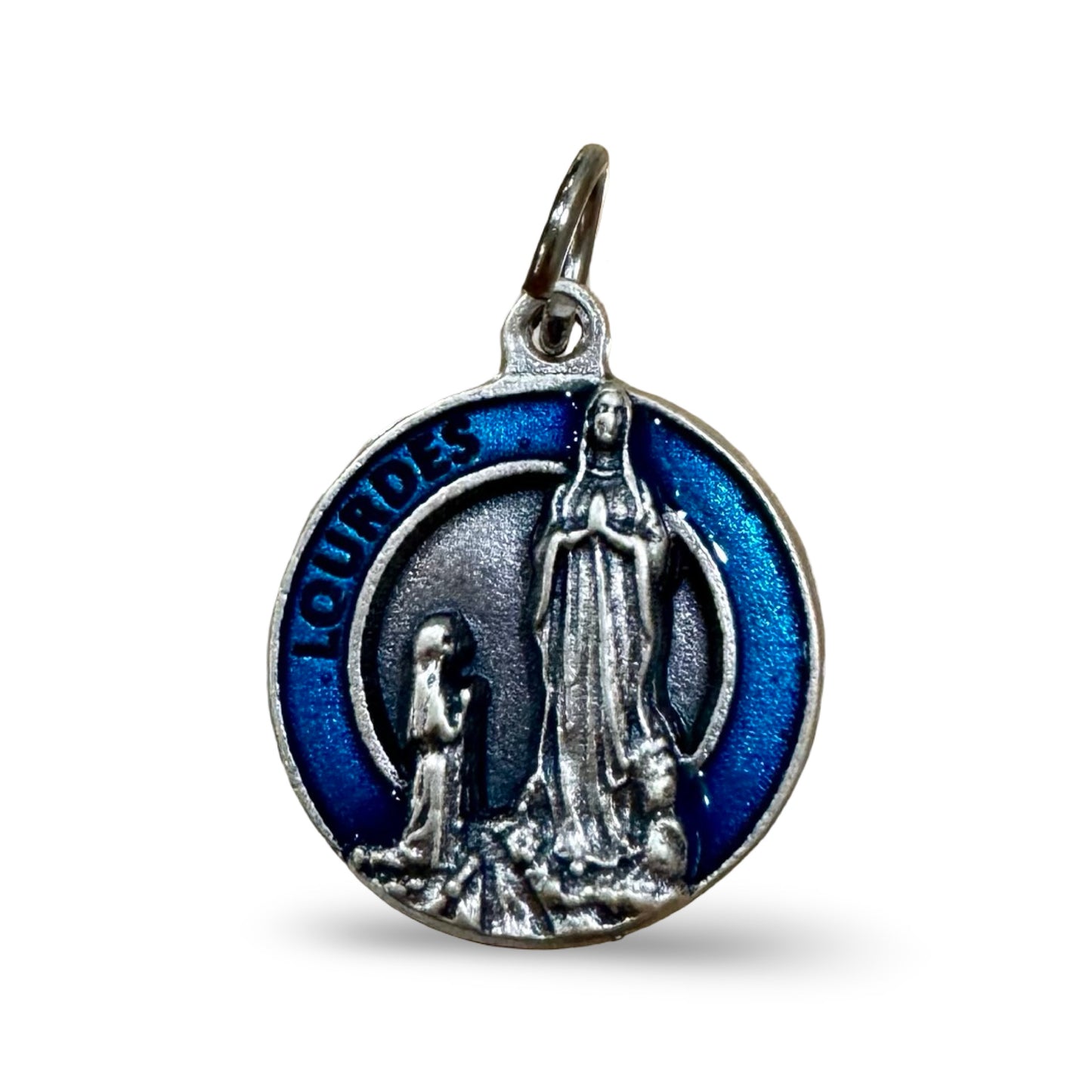 Lourdes Blue Circular Medal