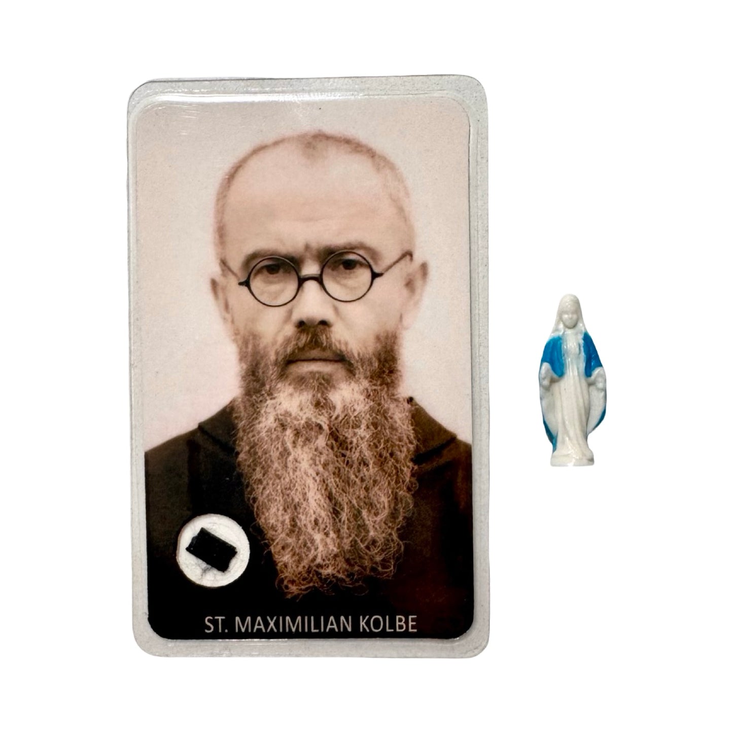Miniature Our Lady Statue with St. Maximilian Kolbe Relic