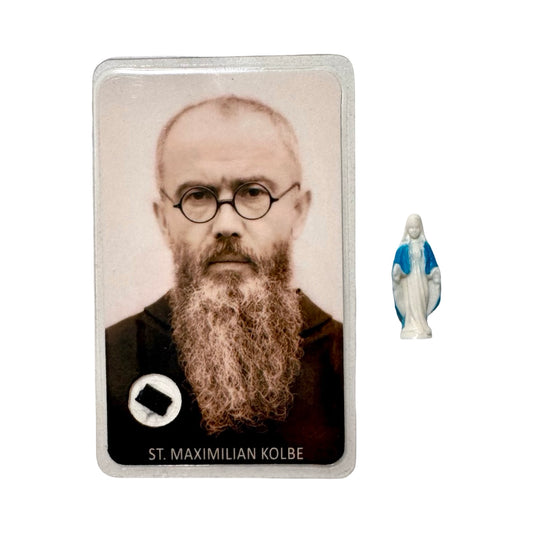 Miniature Our Lady Statue with St. Maximilian Kolbe Relic
