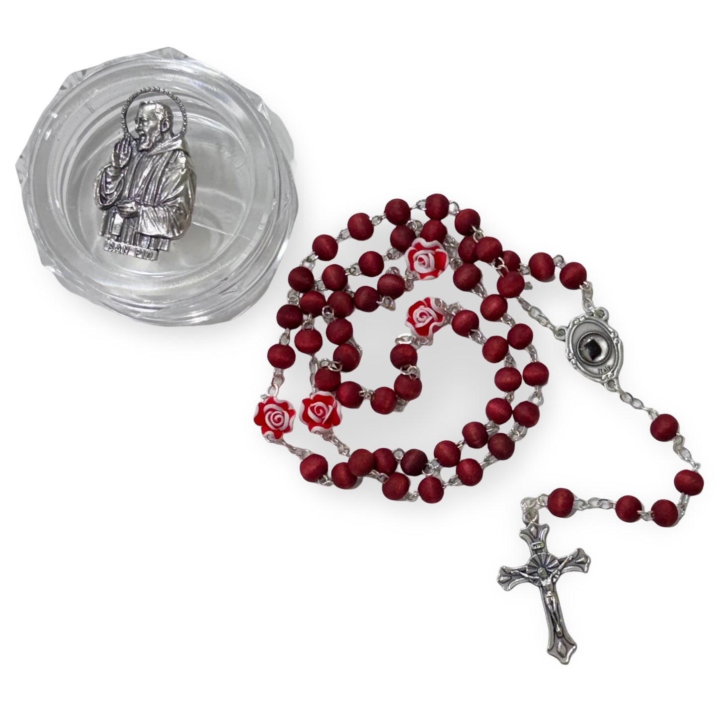 Rose-Scented Padre Pio Rosary with Relic