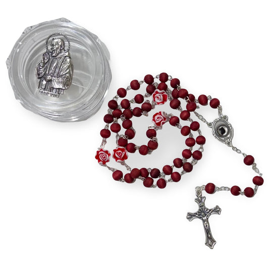 Rose-Scented Padre Pio Rosary with Relic