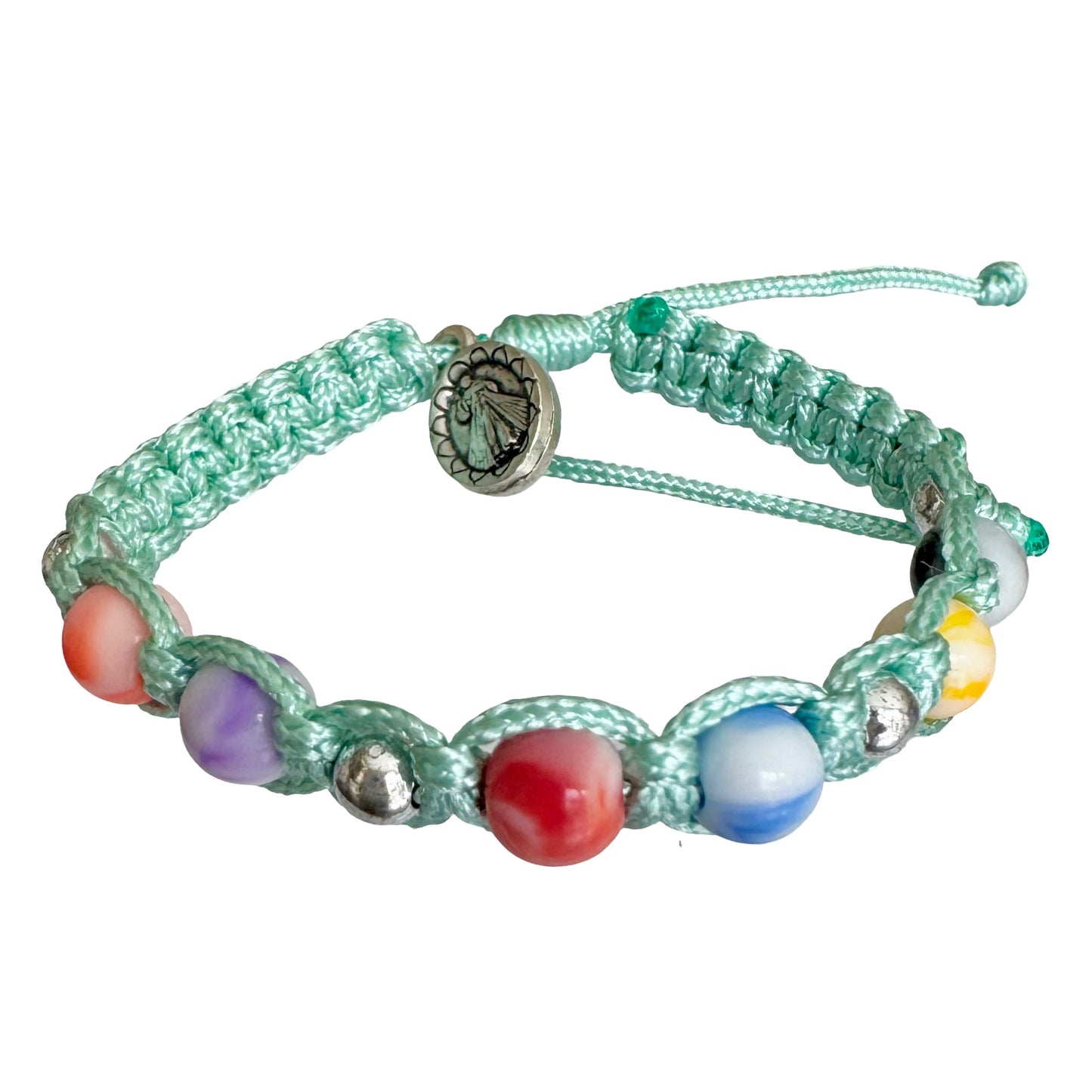 Queen of Peace Colorful Cord Bracelet With Marble Beads