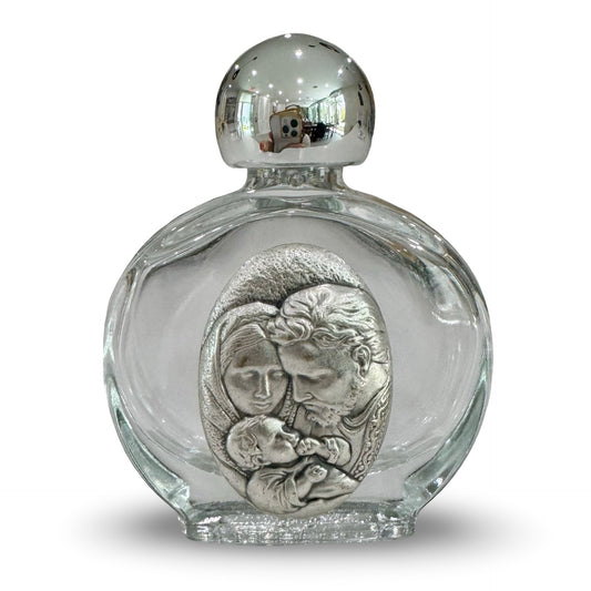 Holy Family Oval Glass Holy Water Bottle