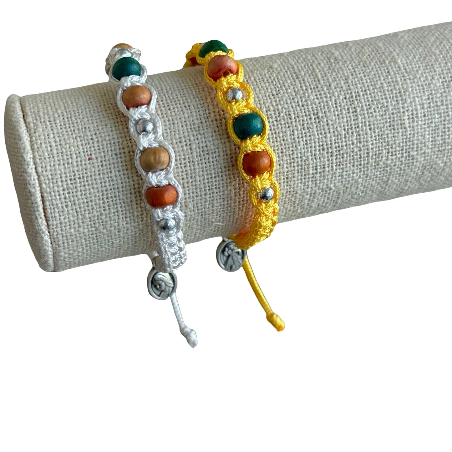Queen of Peace Cord Bracelet With Colored Wooden Beads