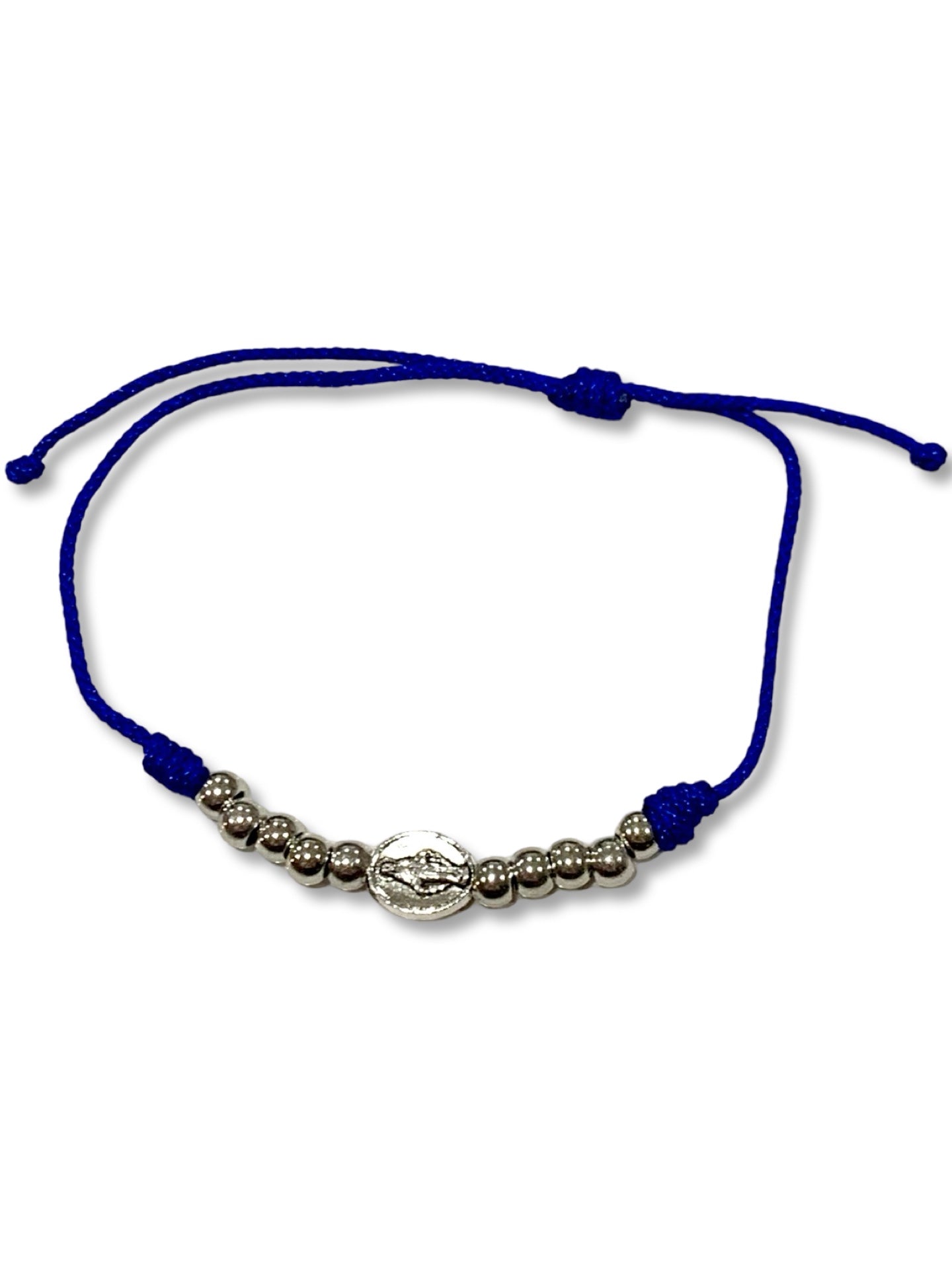 Adjustable Blue and Silver Miraculous Medal Bracelet