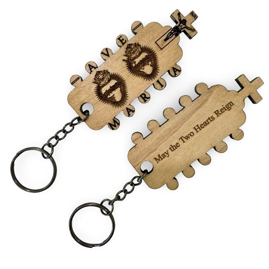 Handmade “Two Hearts” Wood Carved Keychain