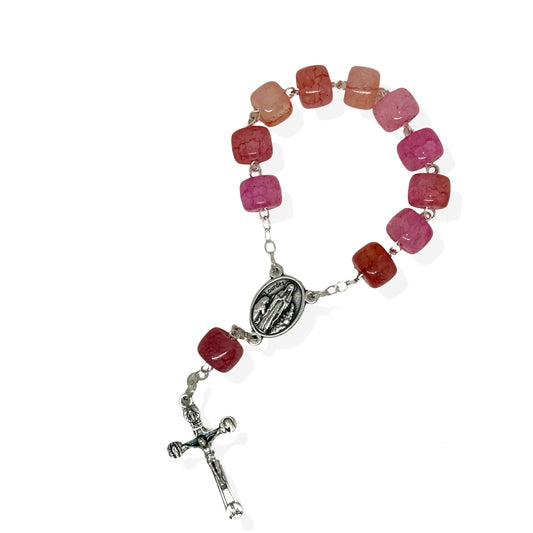 Large Crystal Stone Beaded Lourdes Decade Rosary