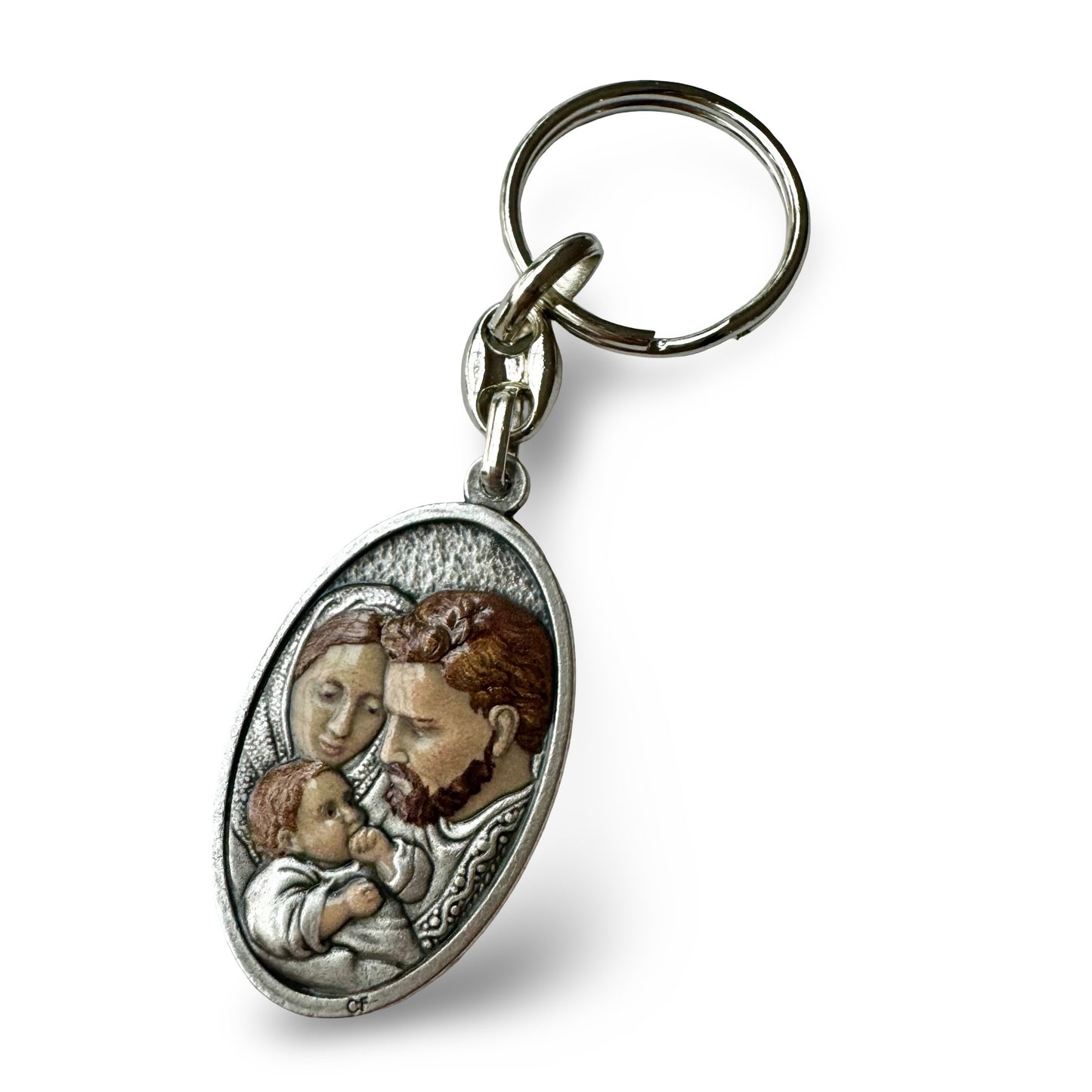 Holy Family and Holy Spirit Painted Keychain