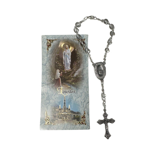 Crystal Lourdes Decade Rosary with Water