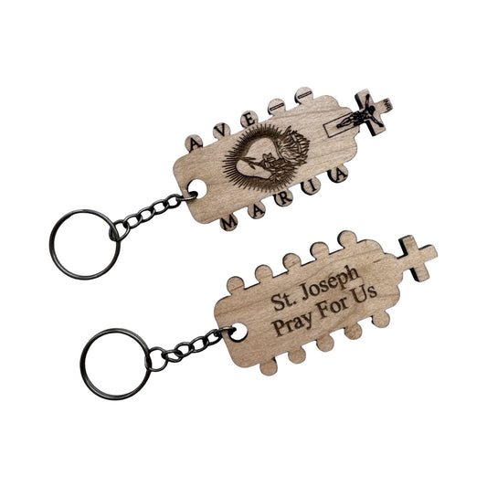 Handmade “Heart of Joseph” Wood Carved Keychain