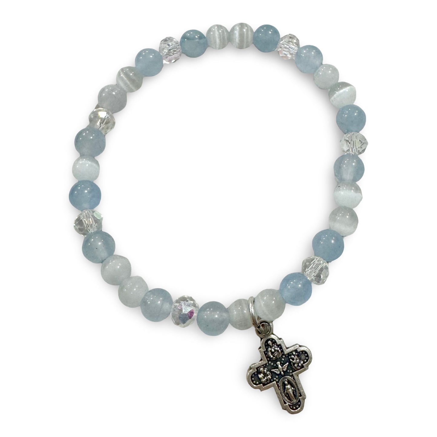 Baby Blue Four Way Cross Bracelet