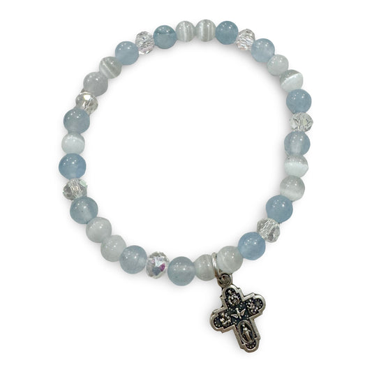 Baby Blue Four Way Cross Bracelet