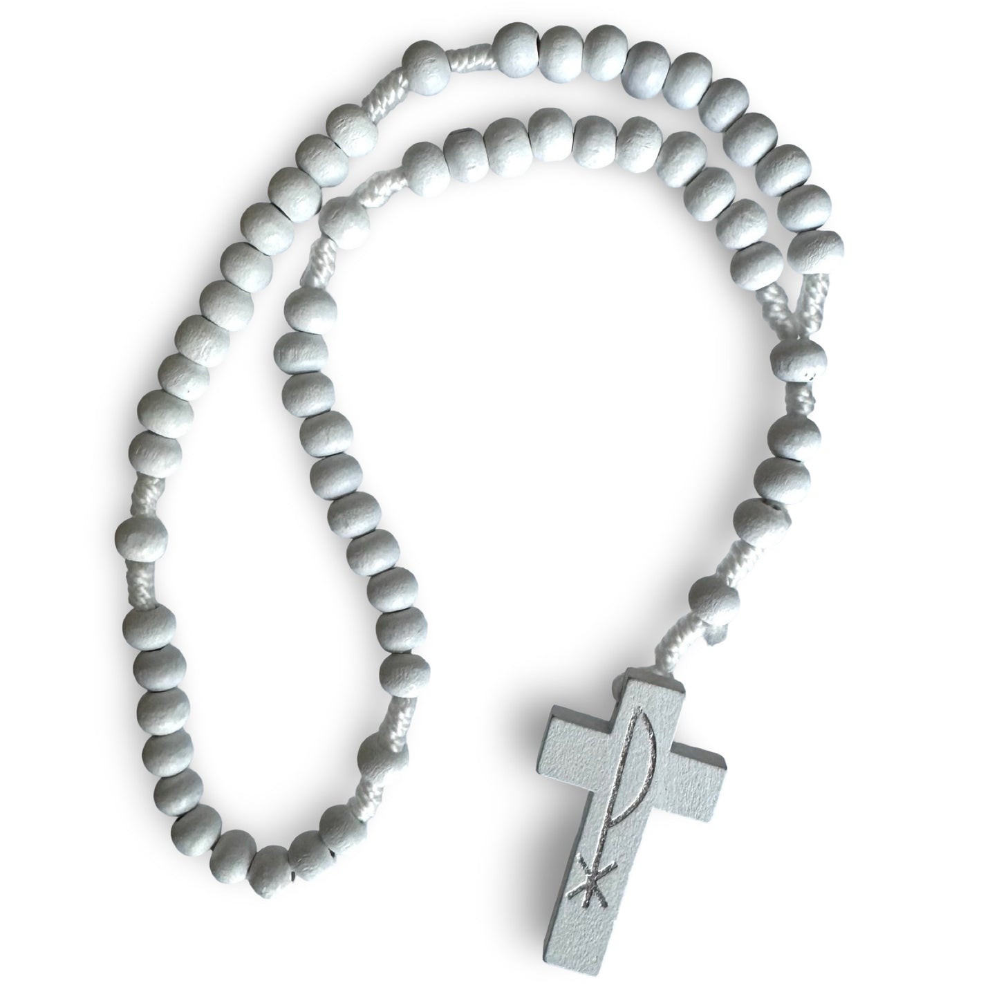 White Wood Queen of Peace Rosary