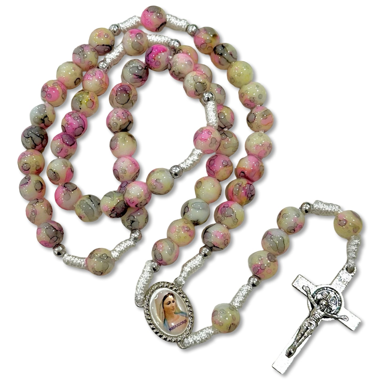 Marble Queen of Peace Rosary of Assorted Colors