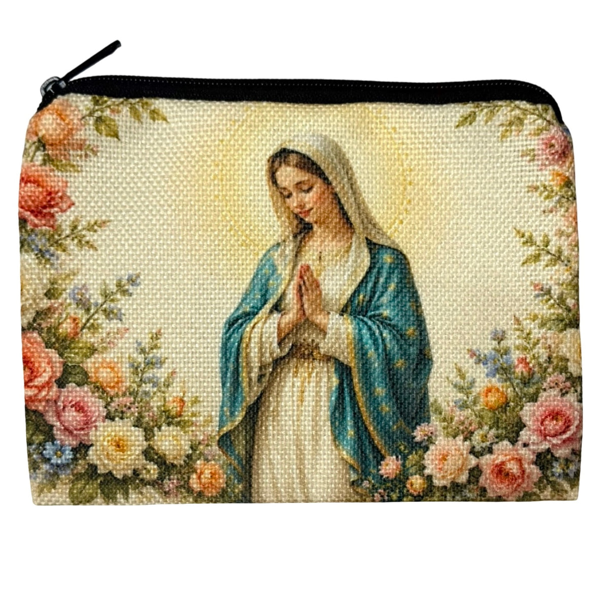 Our Lady's Garden Canvas Zipper Pouch