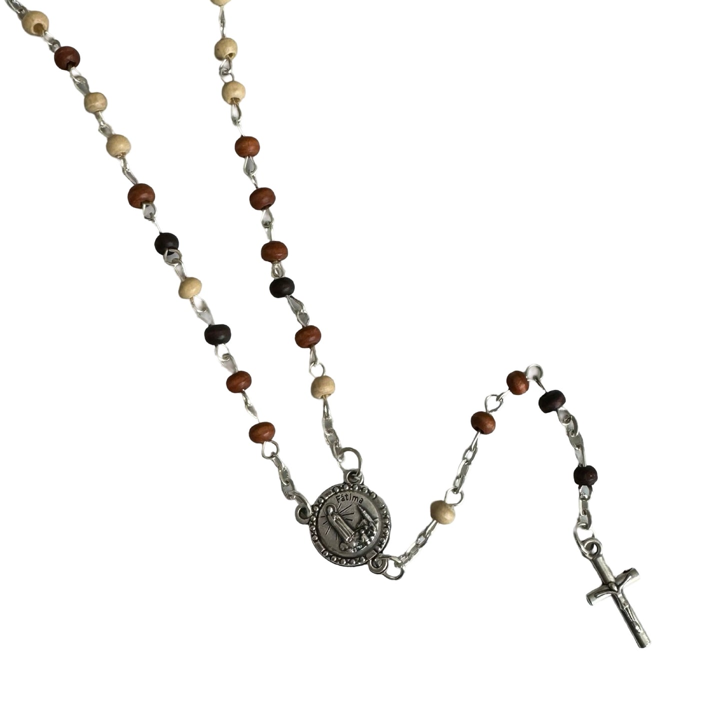 Small Wood Fatima Rosary with Case