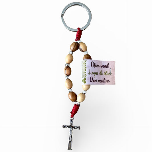 Olive Wood Medjugorje Decade Keychain