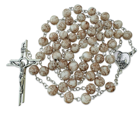 Marble Fatima Rosary With Holy Card