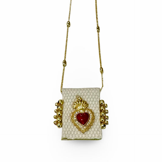Woven Pendant with Sacred Heart Necklace