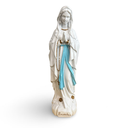 Resin Lourdes Statue with Blue Sash