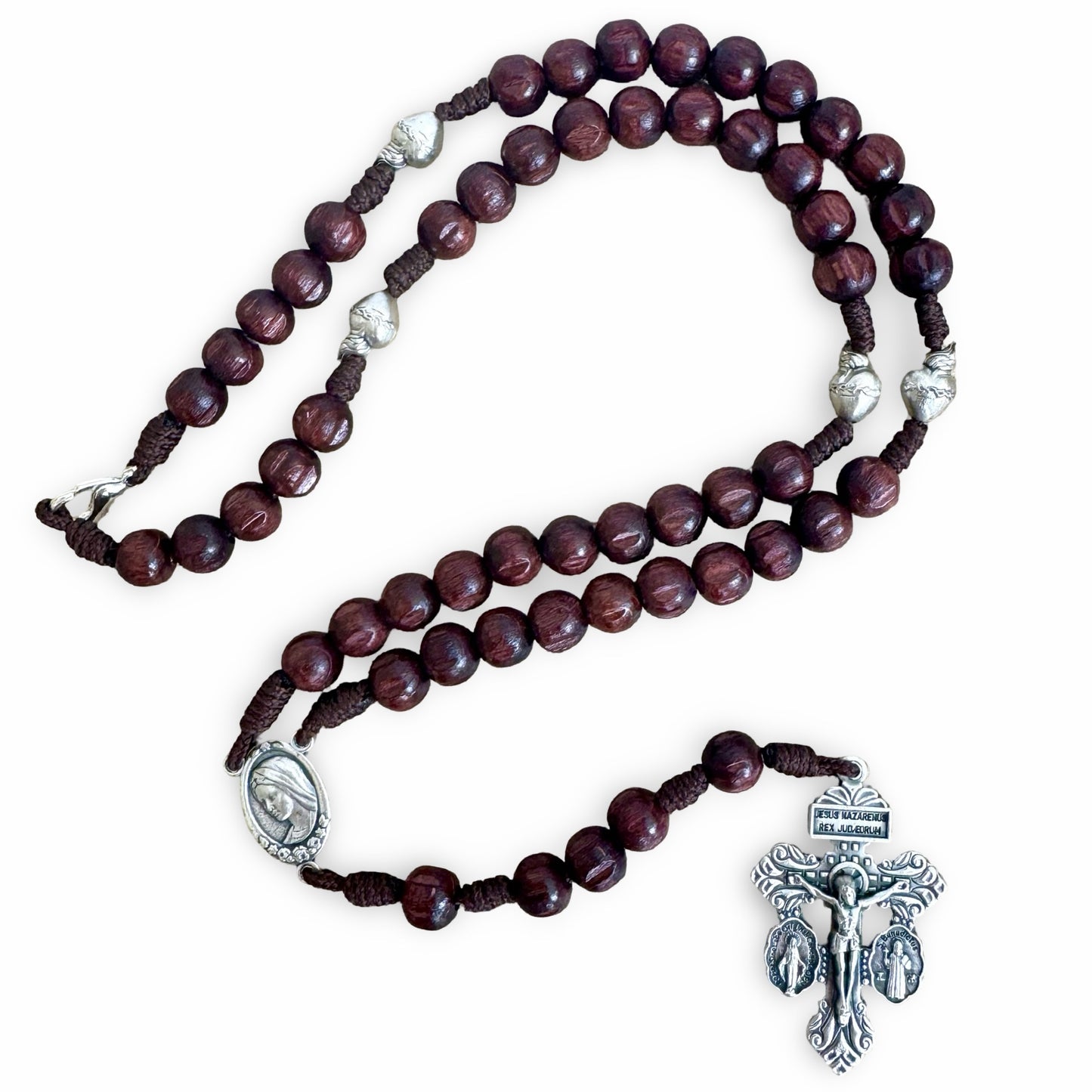 Sacred Heart Wooden Rosary with Pardon Crucifix