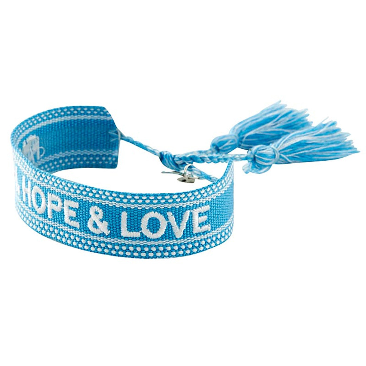 "Faith, Hope, & Love" Woven Adjustable Bracelet with Heart Charm