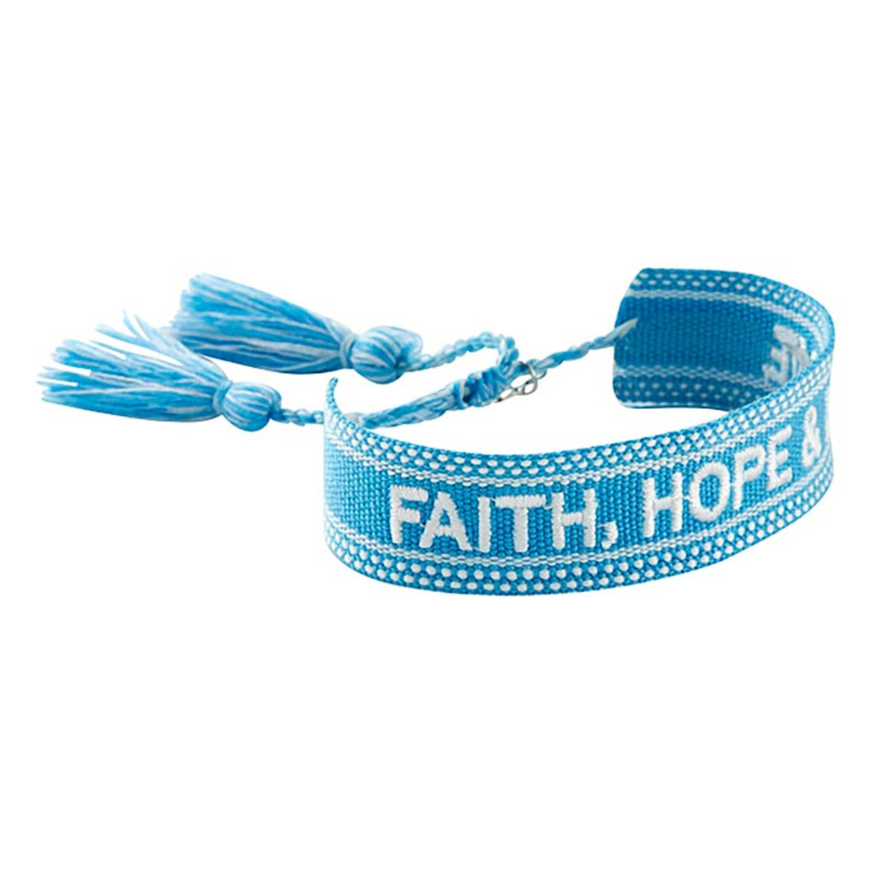 "Faith, Hope, & Love" Woven Adjustable Bracelet with Heart Charm