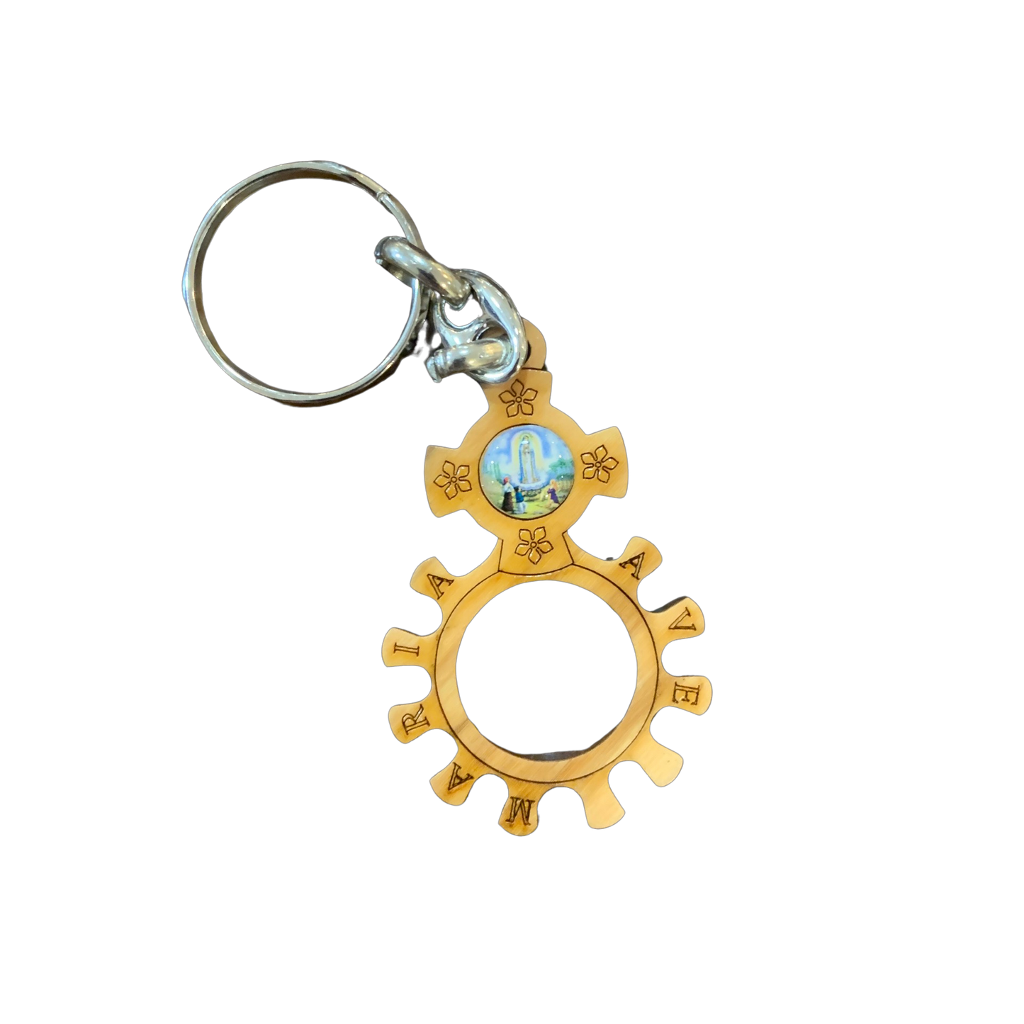 Wood Fatima Decade Keychain