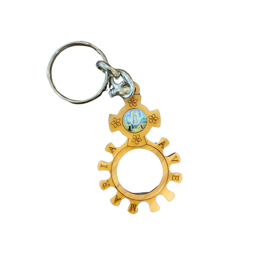 Wood Fatima Decade Keychain