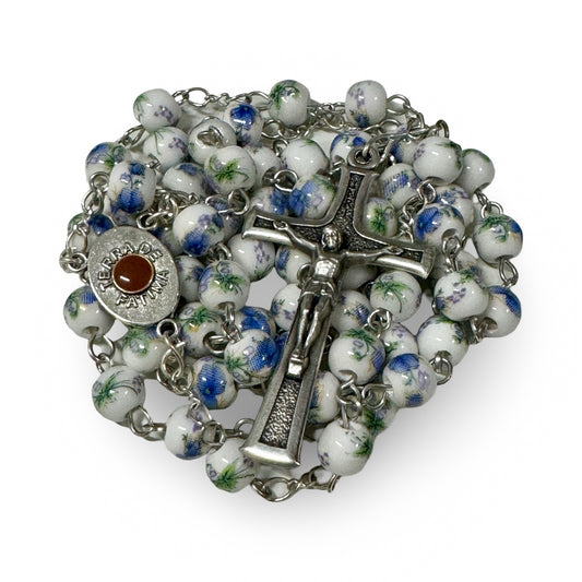 Floral Fatima Rosary with Soil