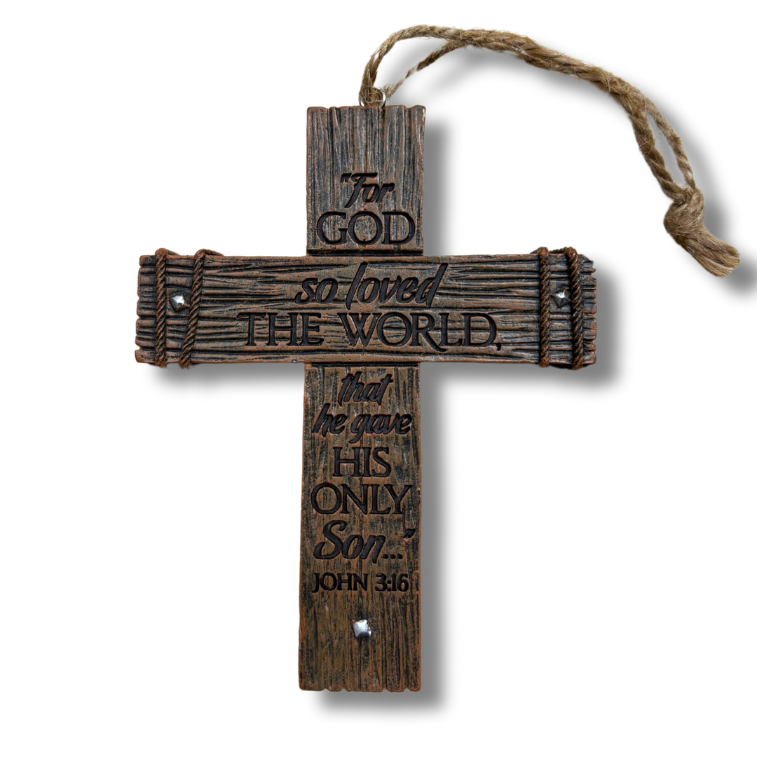 "For God so Loved the World" Cross Ornament