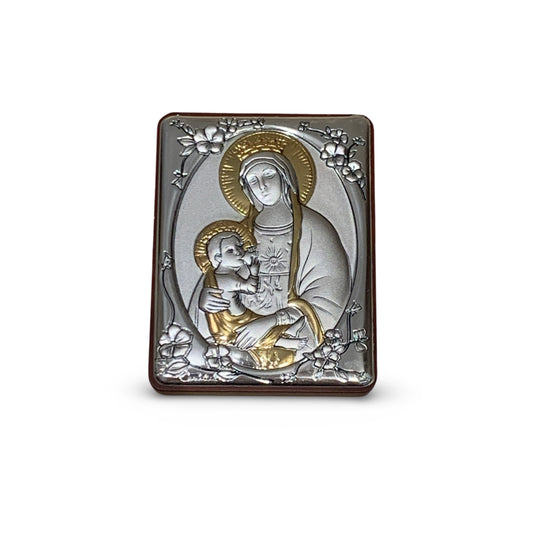 Square Silver Image of Our Lady of La Leche