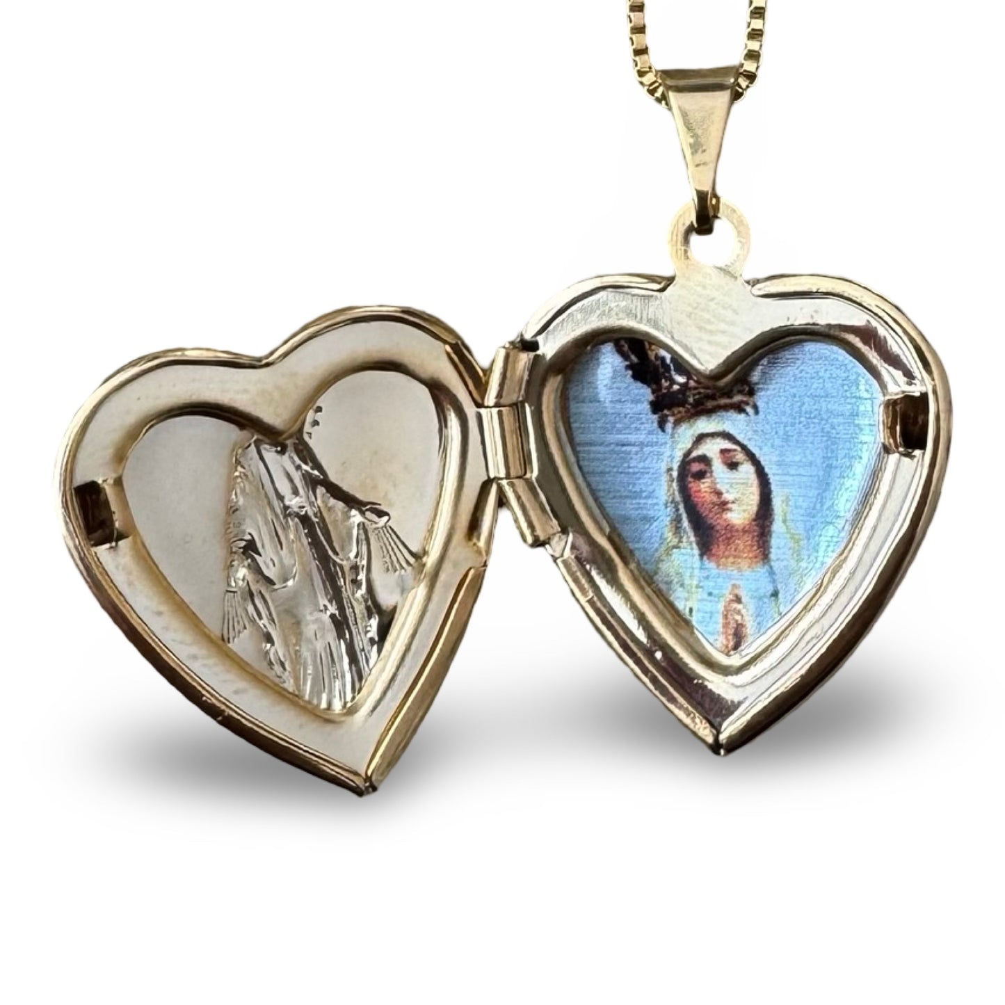 Gold Marian Locket Necklace