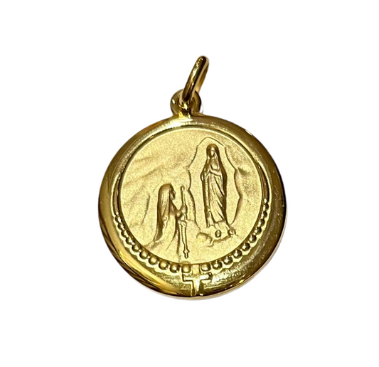 Gold Plated Lourdes Medal with Border