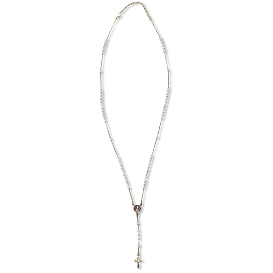 Gold and Pearl Fatima Rosary Necklace