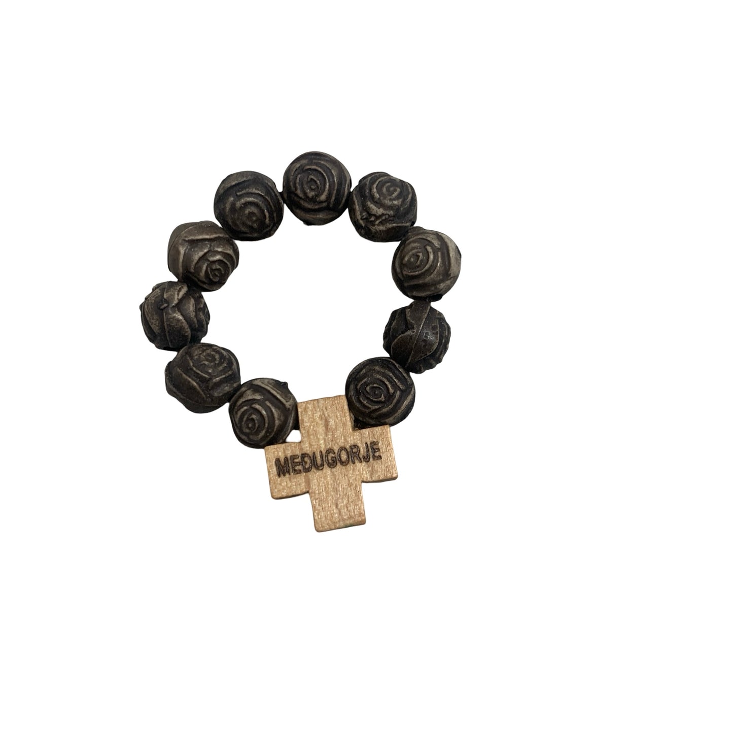 Wooden Flower Decade Rosary Ring of Assorted Colors