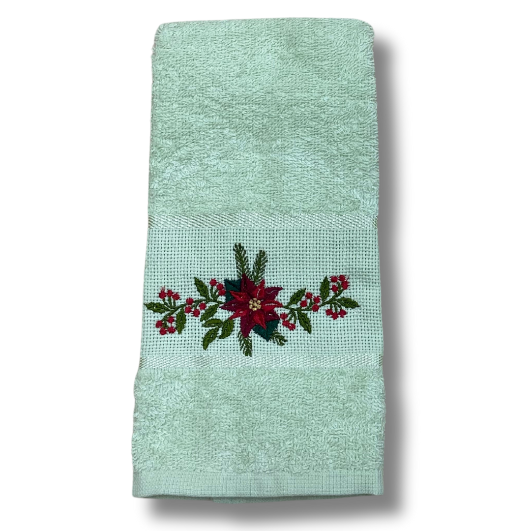 Poinsettia Embroidered Hand Towel