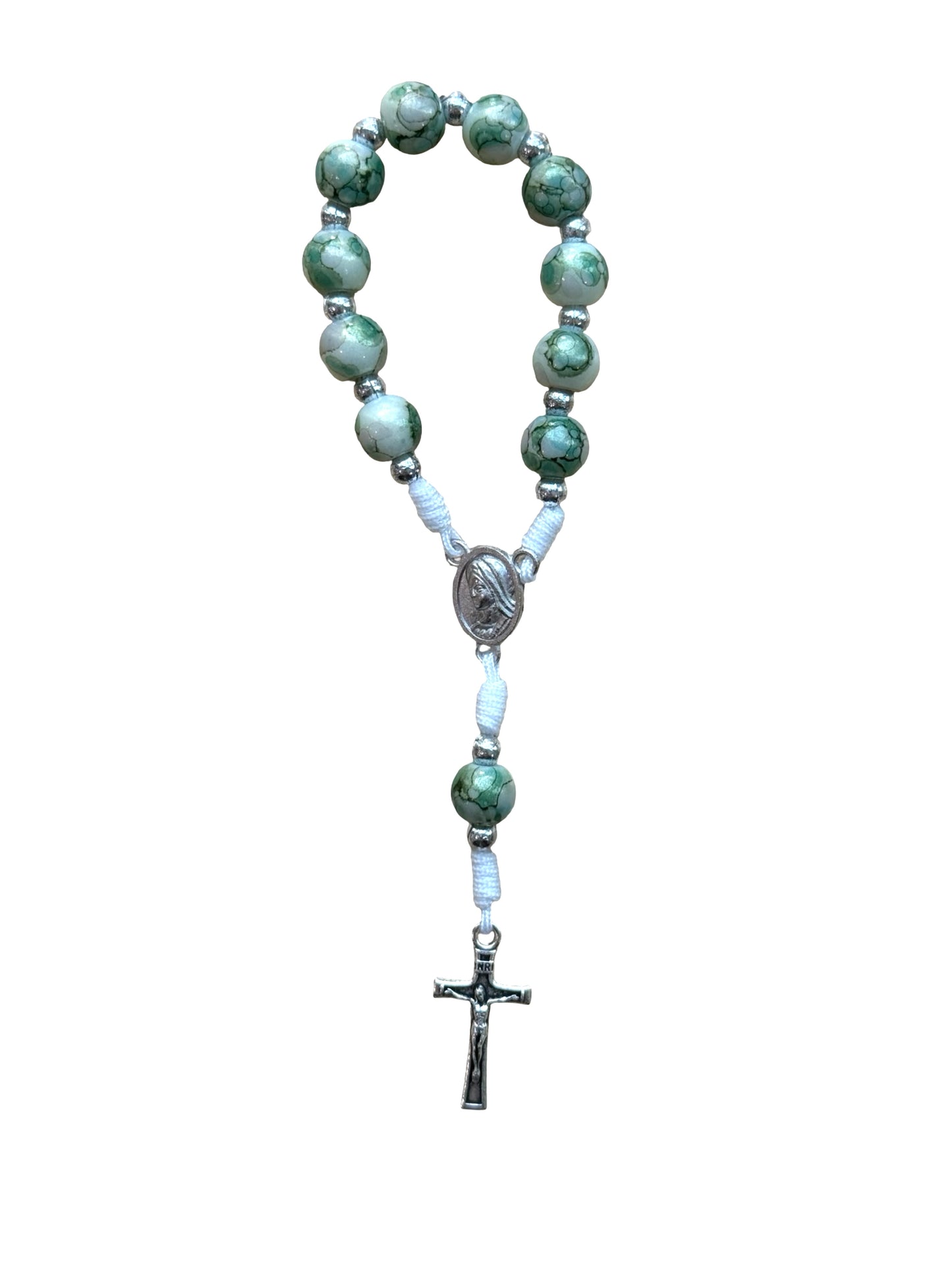 Marble Queen of Peace Cord Decade Rosary of Assorted Colors