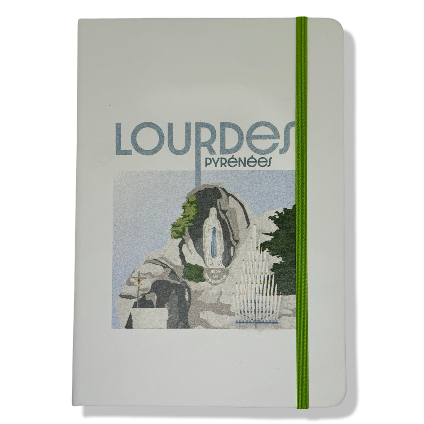 White Lourdes Notebook with Ribbon of Assorted Colors