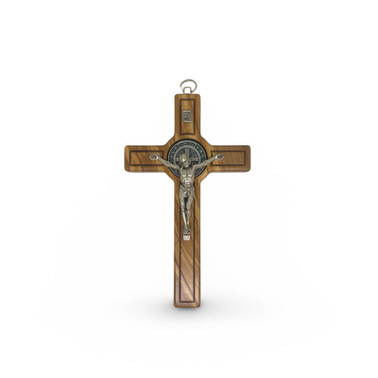 Hanging Olive Wood St. Benedict Crucifix
