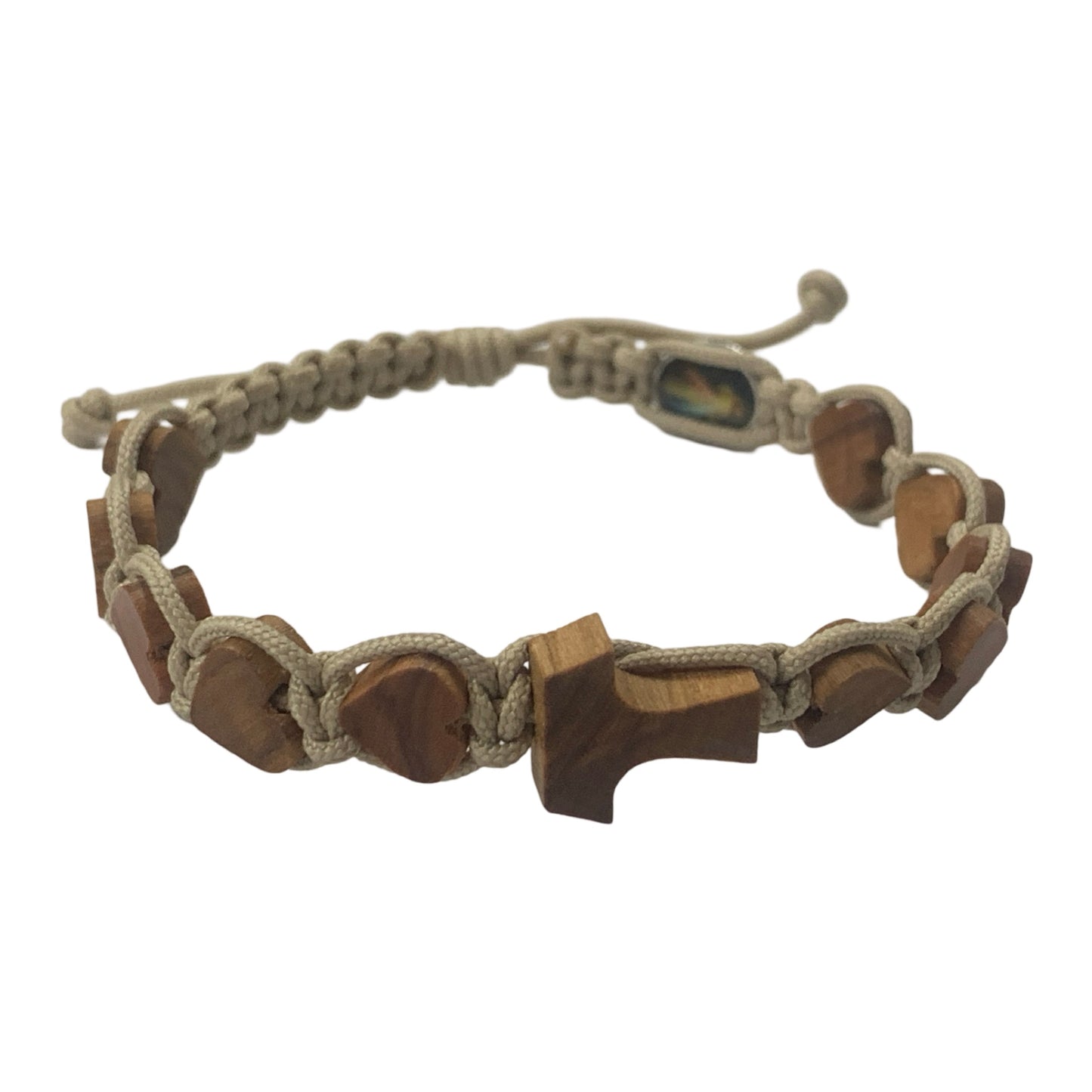 Wooden Hearts Braided Queen of Peace Bracelet