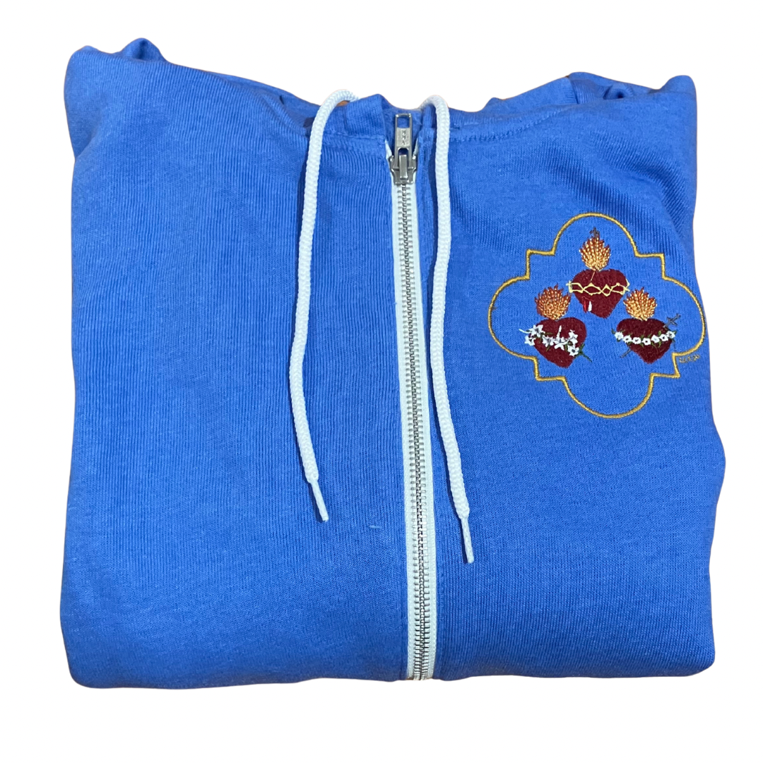 Jesus, Mary, and Joseph Embroidered Zip-up Sweater by SCTJM