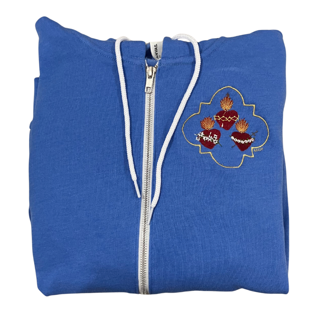 Jesus, Mary, and Joseph Embroidered Zip-up Sweater by SCTJM