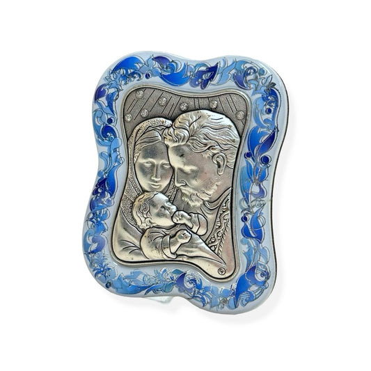 Holy Family Silver Image with Patterned Border